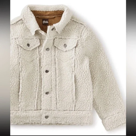TEA Collection Sherpa Trucker Jacket Snap Front Unisex 12 XL Girls Boys EUC - Picture 2 of 11